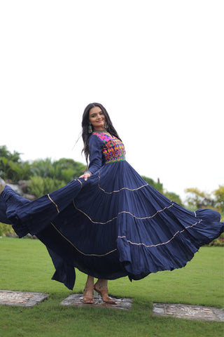 Kutchi Gamthi Embroidered With Mirror Hand Work Navratri Special Gown
