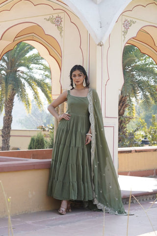 Women's Gowns With Designer Embroidered Dupatta