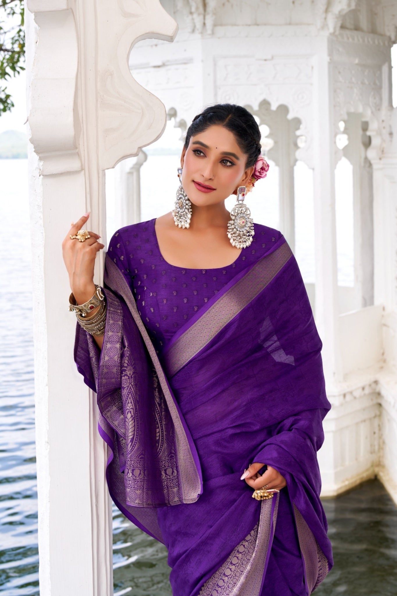 Chinon Saree With Zari Weaving Explore Acriine Ethnic Collection