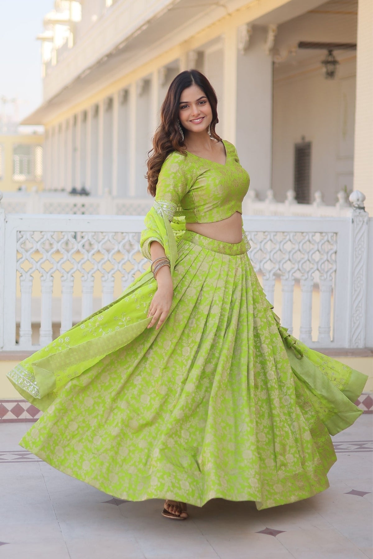 The Elegance of a Designer Viscose Jacquard Lehenga Choli Set