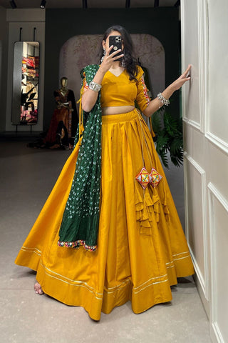 New Plain With Gotta Patti Work Navratri Lehenga Choli