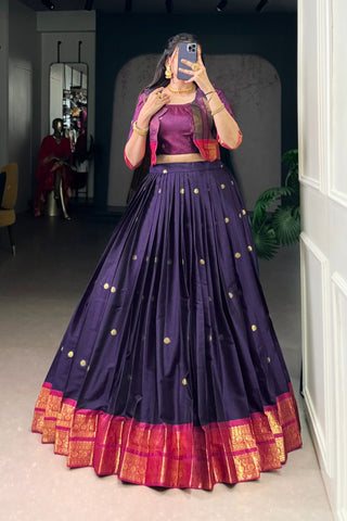 Premium Poly Cotton Zari Woven Lehenga Set – Perfect for Weddings & Celebrations