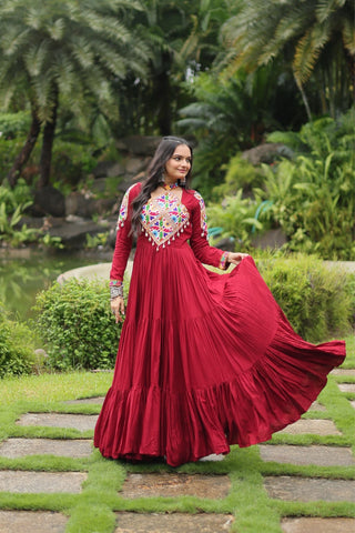 Maroon Attractive Navratri Gown