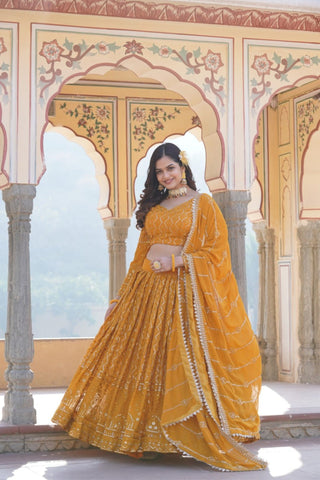 Glamour Faux Georgette Lehenga Choli With Sequins & Thread Embroidery