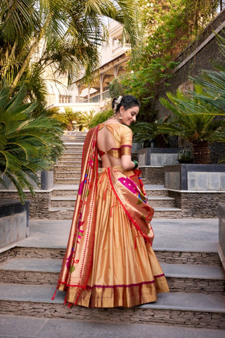 Paithani Jacquard Silk Lehenga Set with Zari Weaving Work