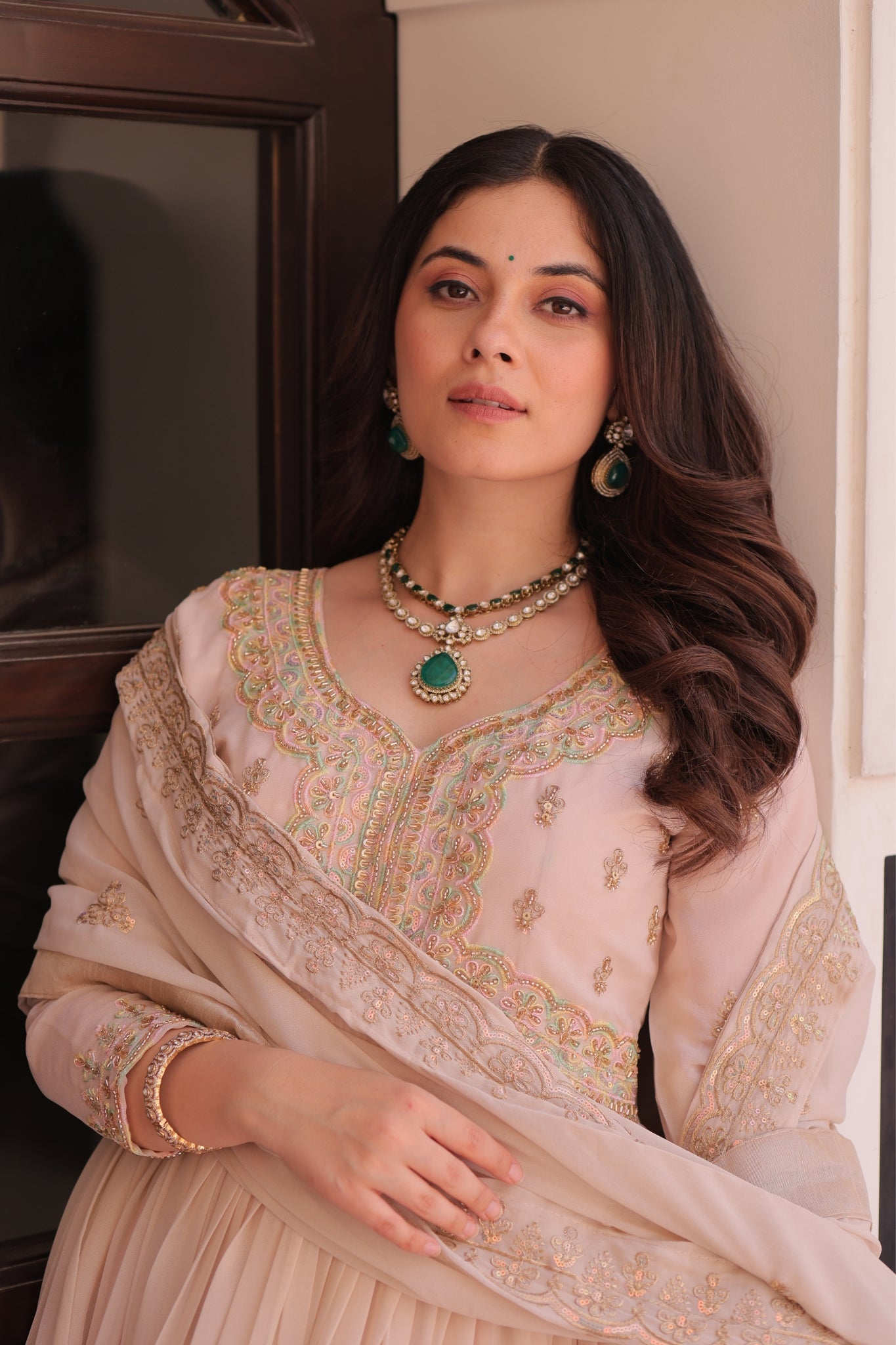 Designer Georgette Gown With Sequins Elegance