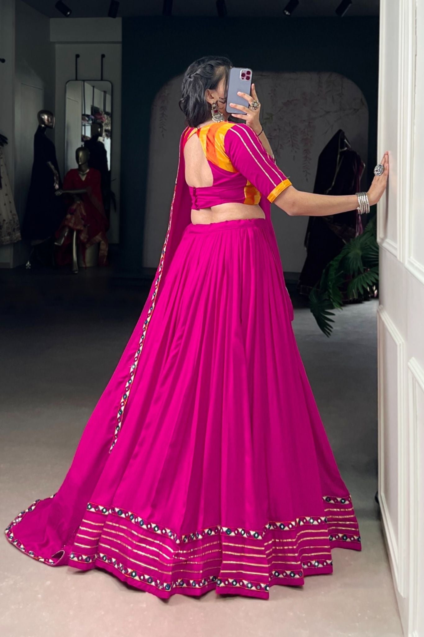 Navratri Beautiful Original Mirror Gamthi Work Designer Lehenga Choli