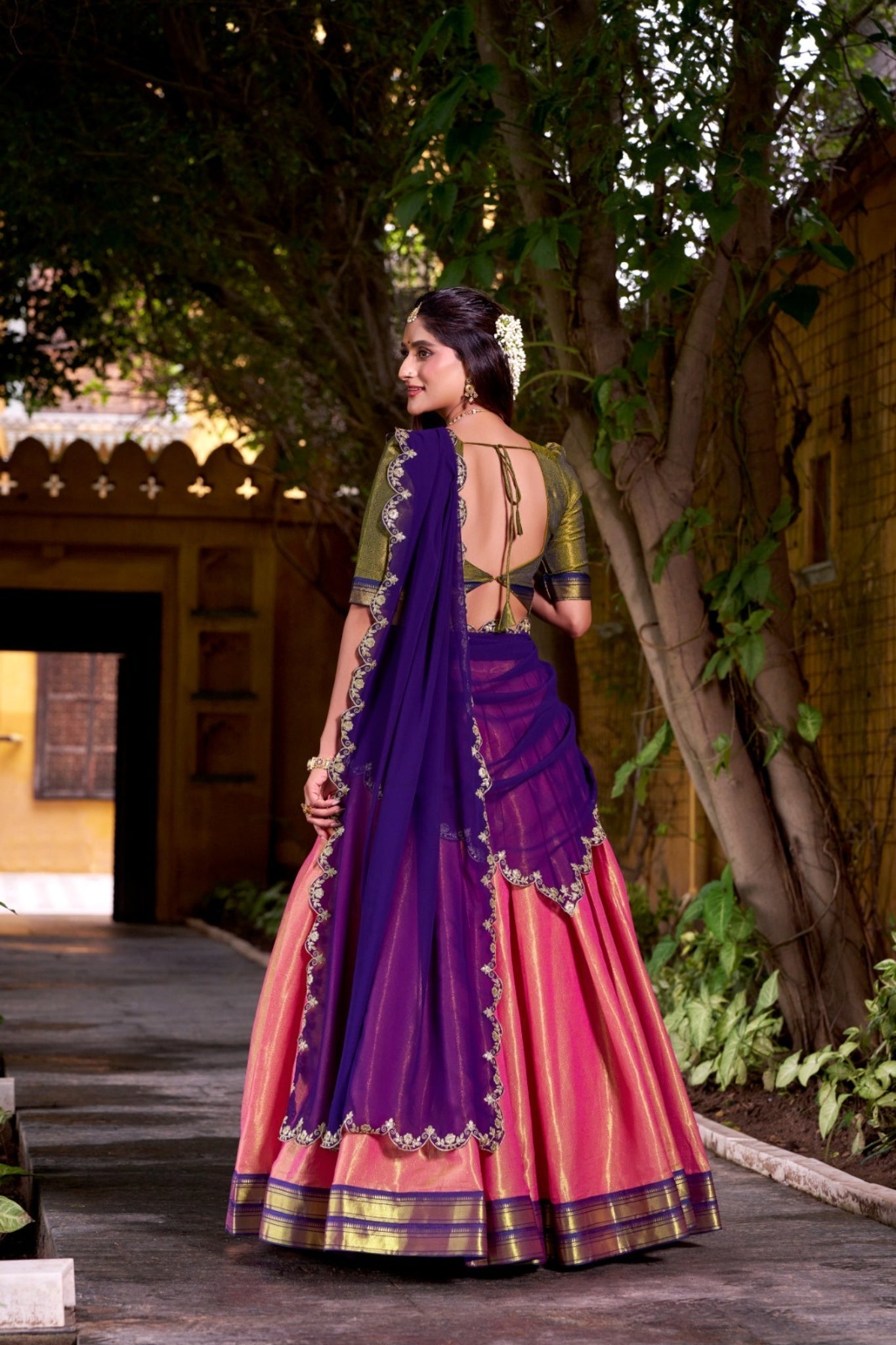 South Indian Style Kanchipuram Silk Lehenga Choli