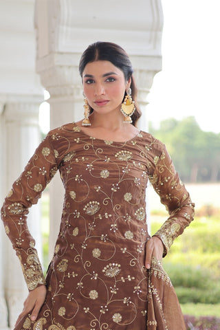 Premium Fendy Sharara Set with Rich Sequins Zari Embroidery