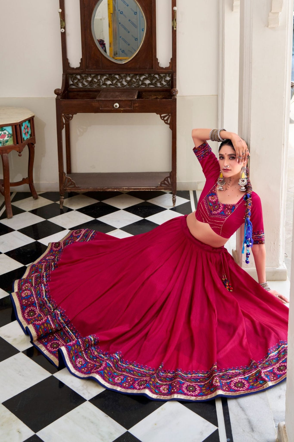Gamthi Print Embossed Designer Beautiful Lehenga Choli