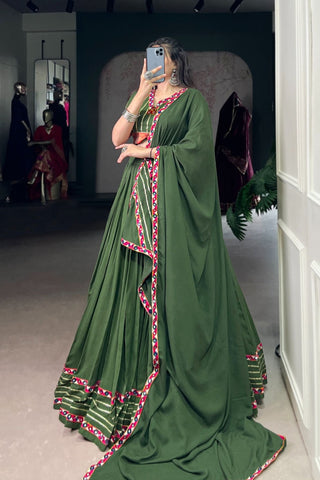 Navratri Beautiful Original Mirror Gamthi Work Designer Lehenga Choli