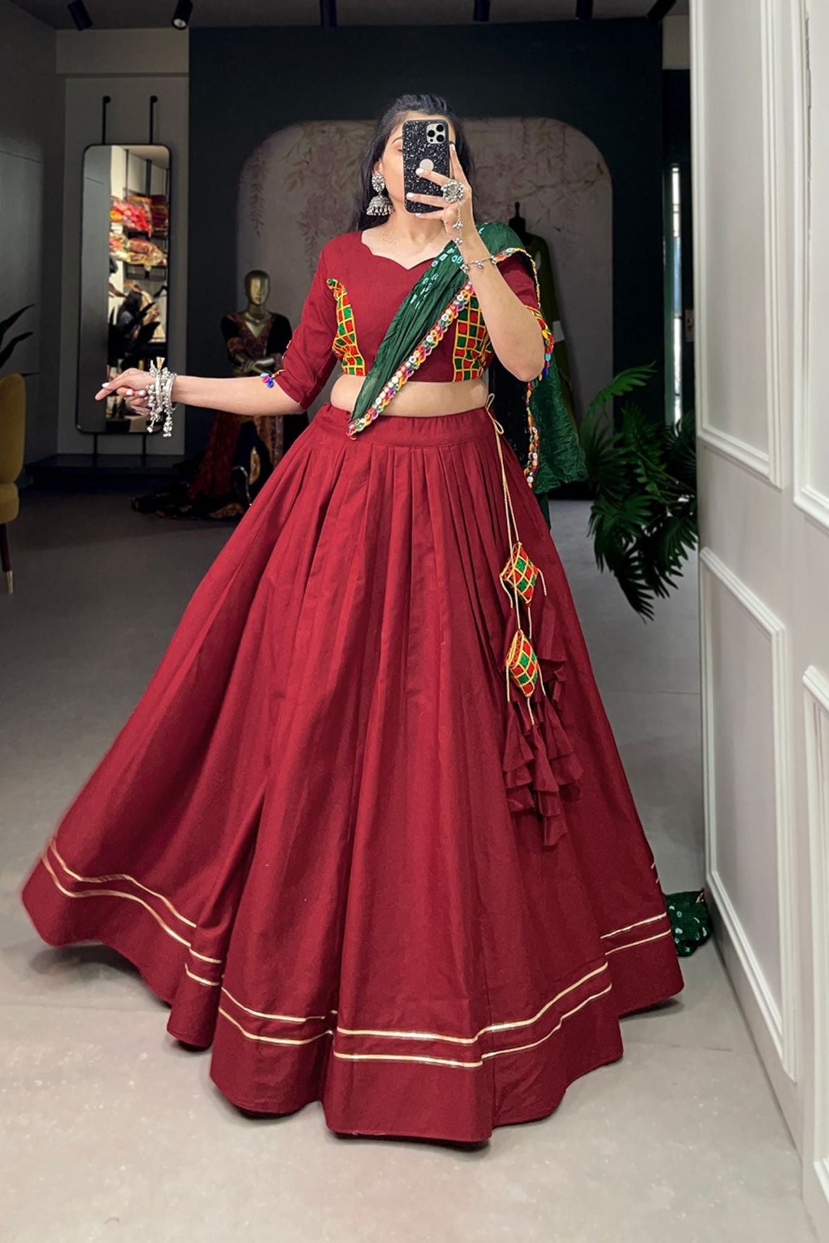 New Plain With Gotta Patti Work Navratri Lehenga Choli