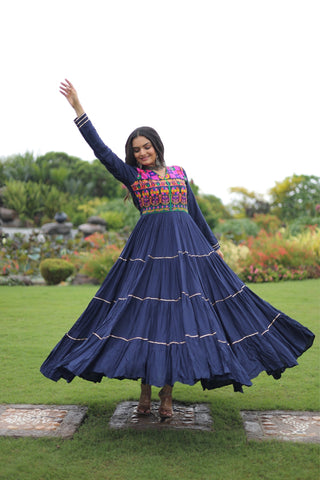 Kutchi Gamthi Embroidered With Mirror Hand Work Navratri Special Gown