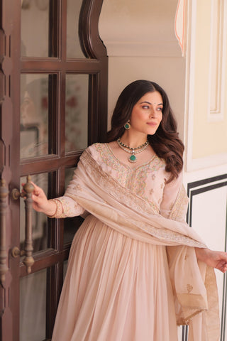 Designer Georgette Gown With Sequins Elegance