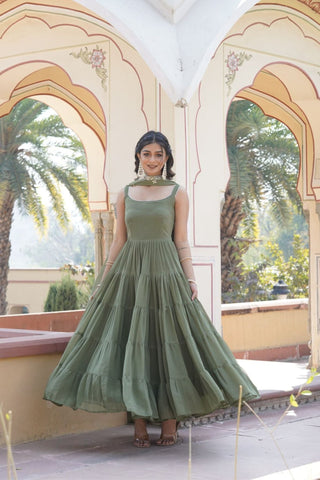 Women's Gowns With Designer Embroidered Dupatta