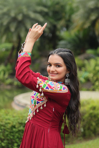 Maroon Attractive Navratri Gown