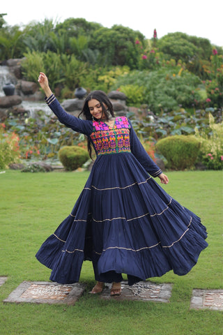 Kutchi Gamthi Embroidered With Mirror Hand Work Navratri Special Gown