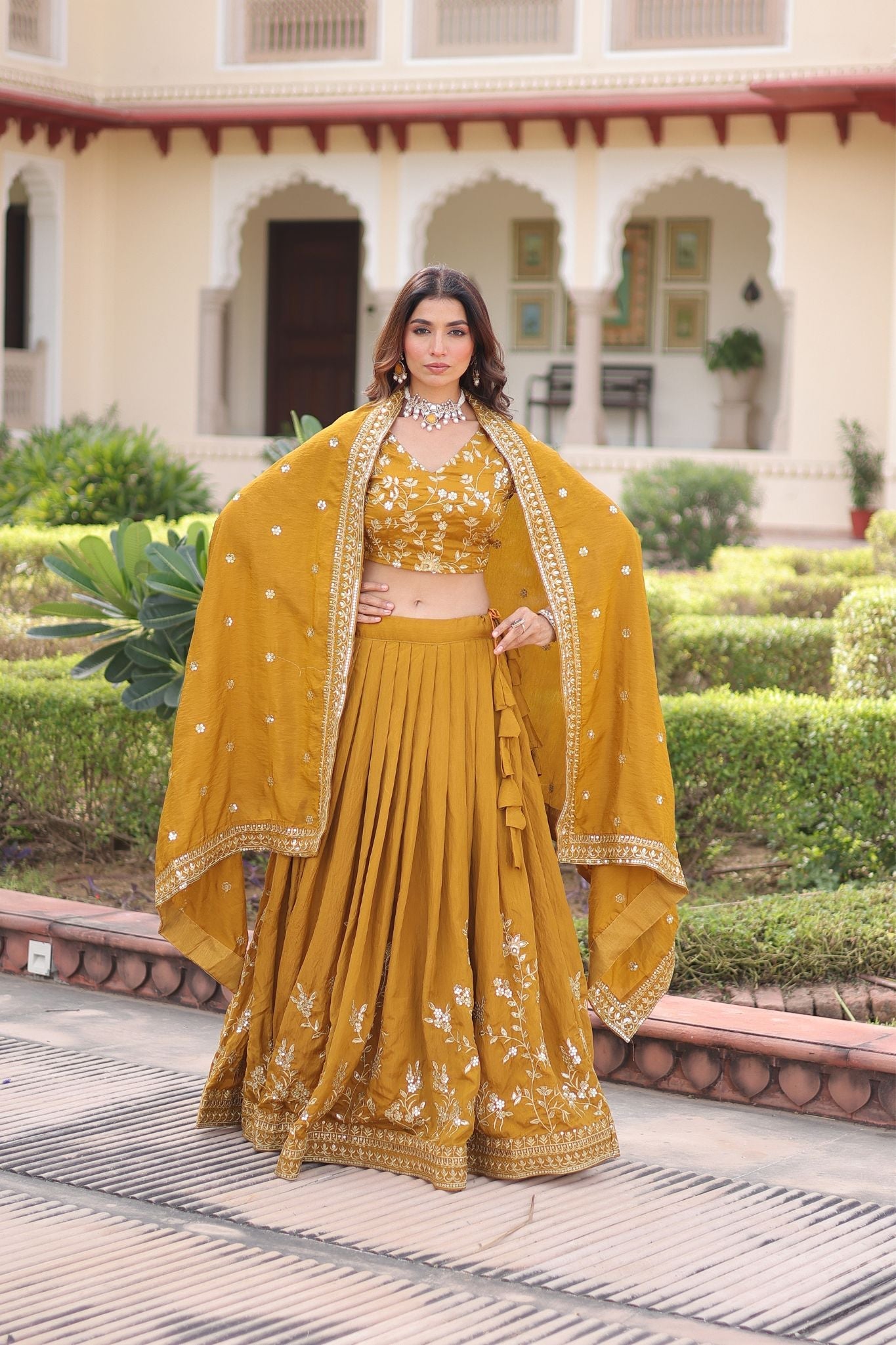 Regal Vichitra Silk Lehenga Choli With Heavy Zari And Sequin Embroidery