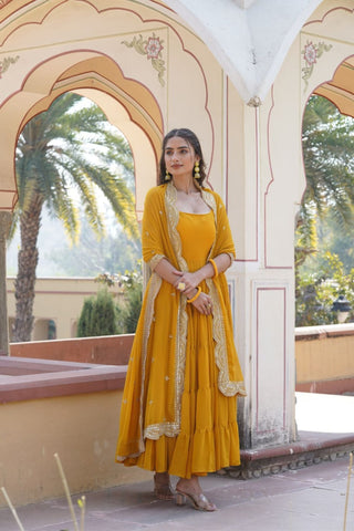 Women's Gowns With Designer Embroidered Dupatta