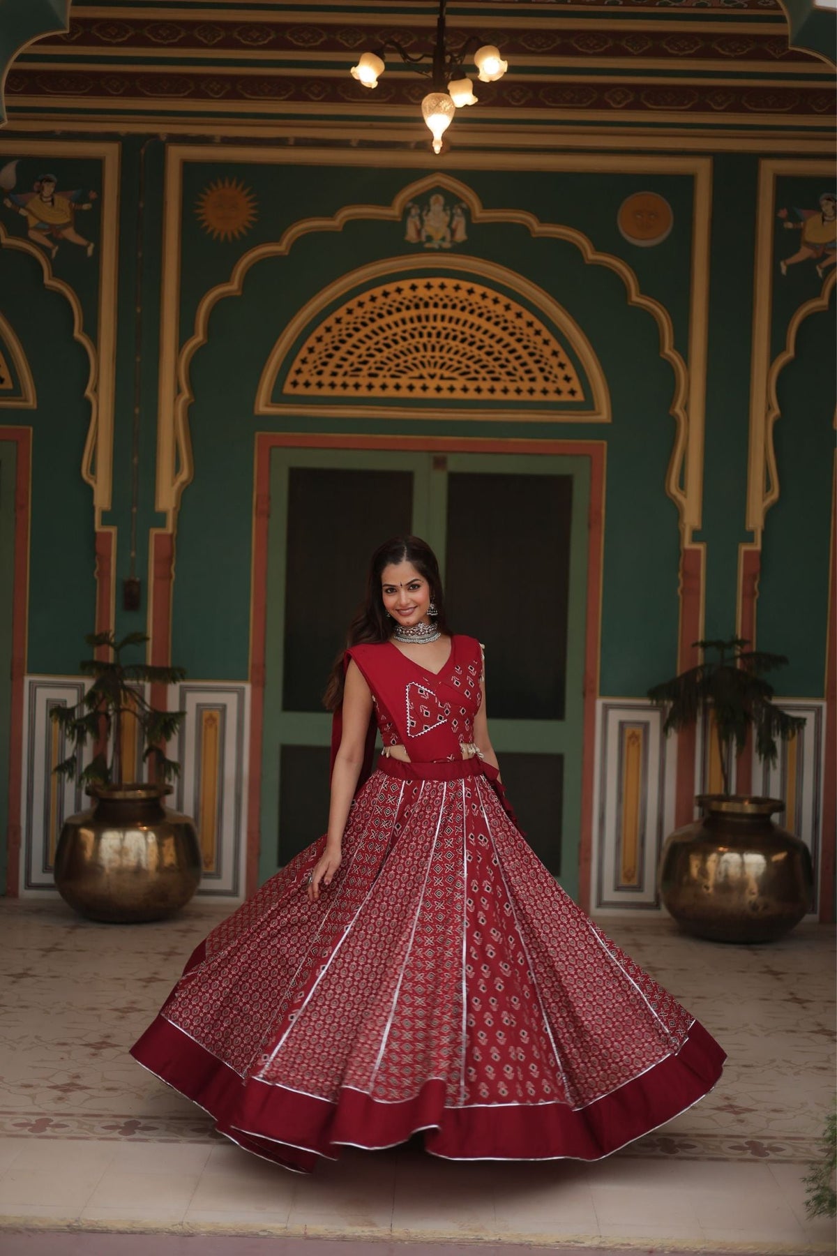 New Readymade Printed Rayon Navratri Lehenga Choli Set