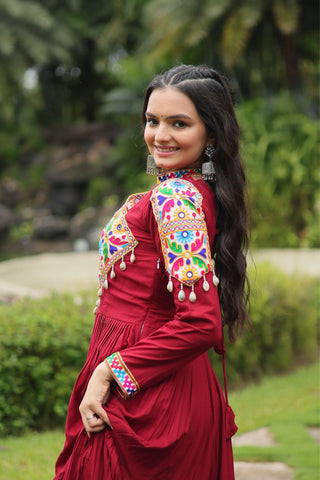 Maroon Attractive Navratri Gown