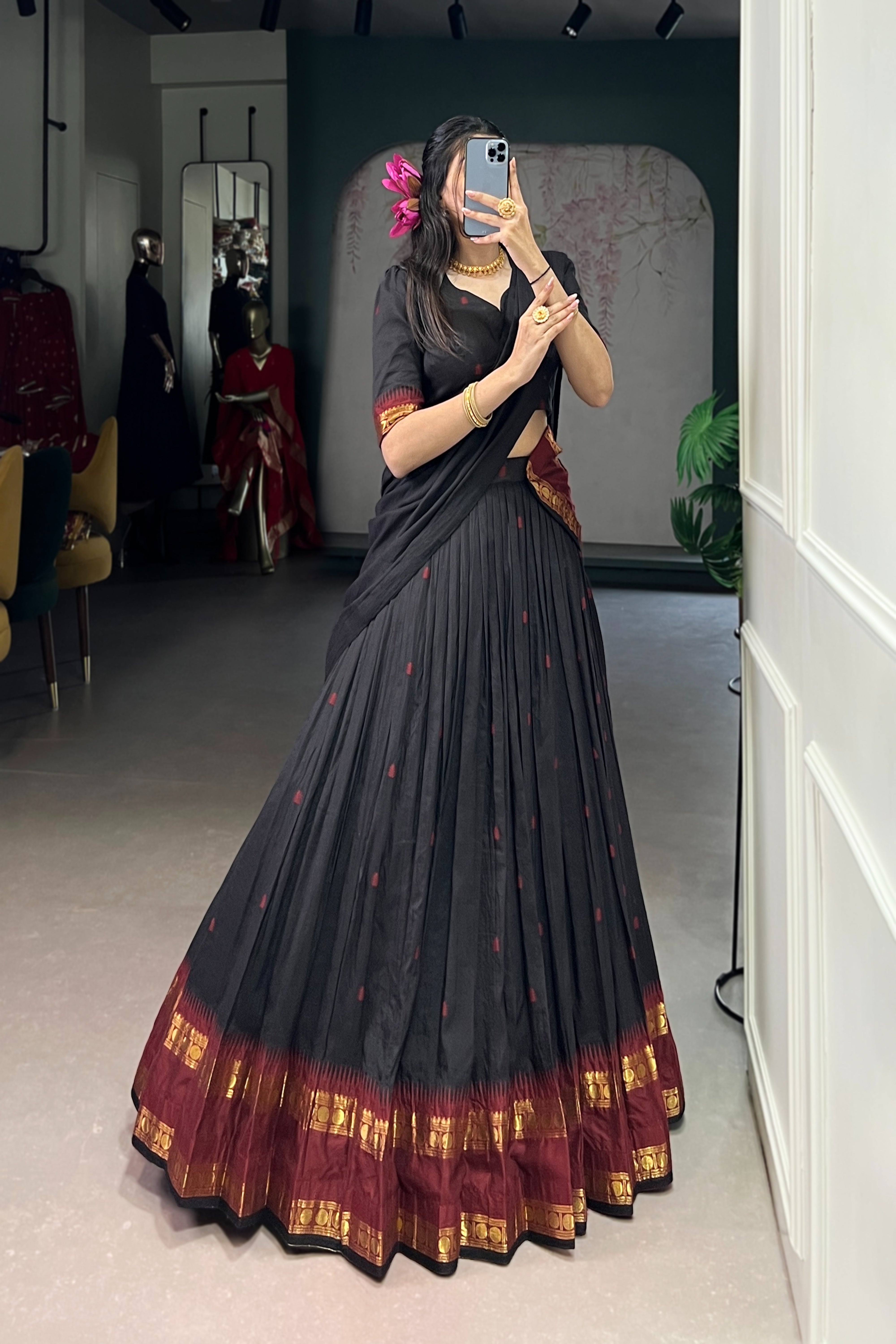 TILTON PURE CHANDERI ZARI WEAVING LEHENGA CHOLI WITH DUPATTA