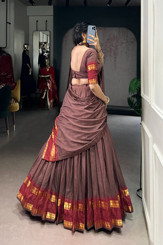 TILTON PURE CHANDERI ZARI WEAVING LEHENGA CHOLI WITH DUPATTA