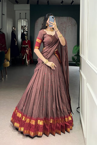 TILTON PURE CHANDERI ZARI WEAVING LEHENGA CHOLI WITH DUPATTA