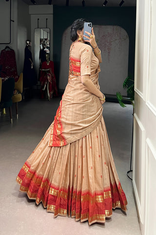 TILTON PURE CHANDERI ZARI WEAVING LEHENGA CHOLI WITH DUPATTA