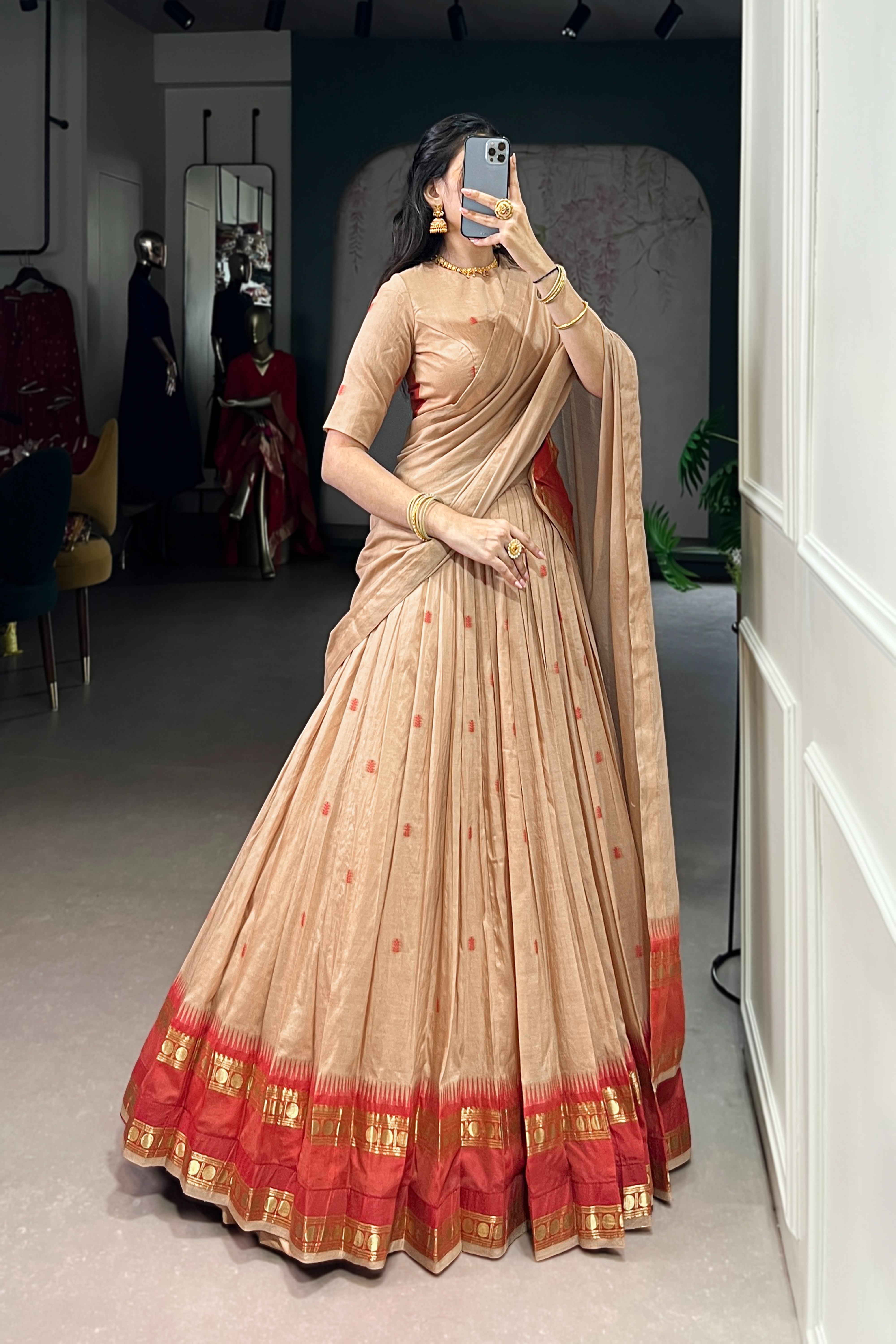 TILTON PURE CHANDERI ZARI WEAVING LEHENGA CHOLI WITH DUPATTA
