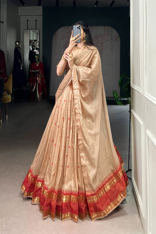 TILTON PURE CHANDERI ZARI WEAVING LEHENGA CHOLI WITH DUPATTA