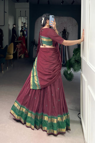 TILTON PURE CHANDERI ZARI WEAVING LEHENGA CHOLI WITH DUPATTA