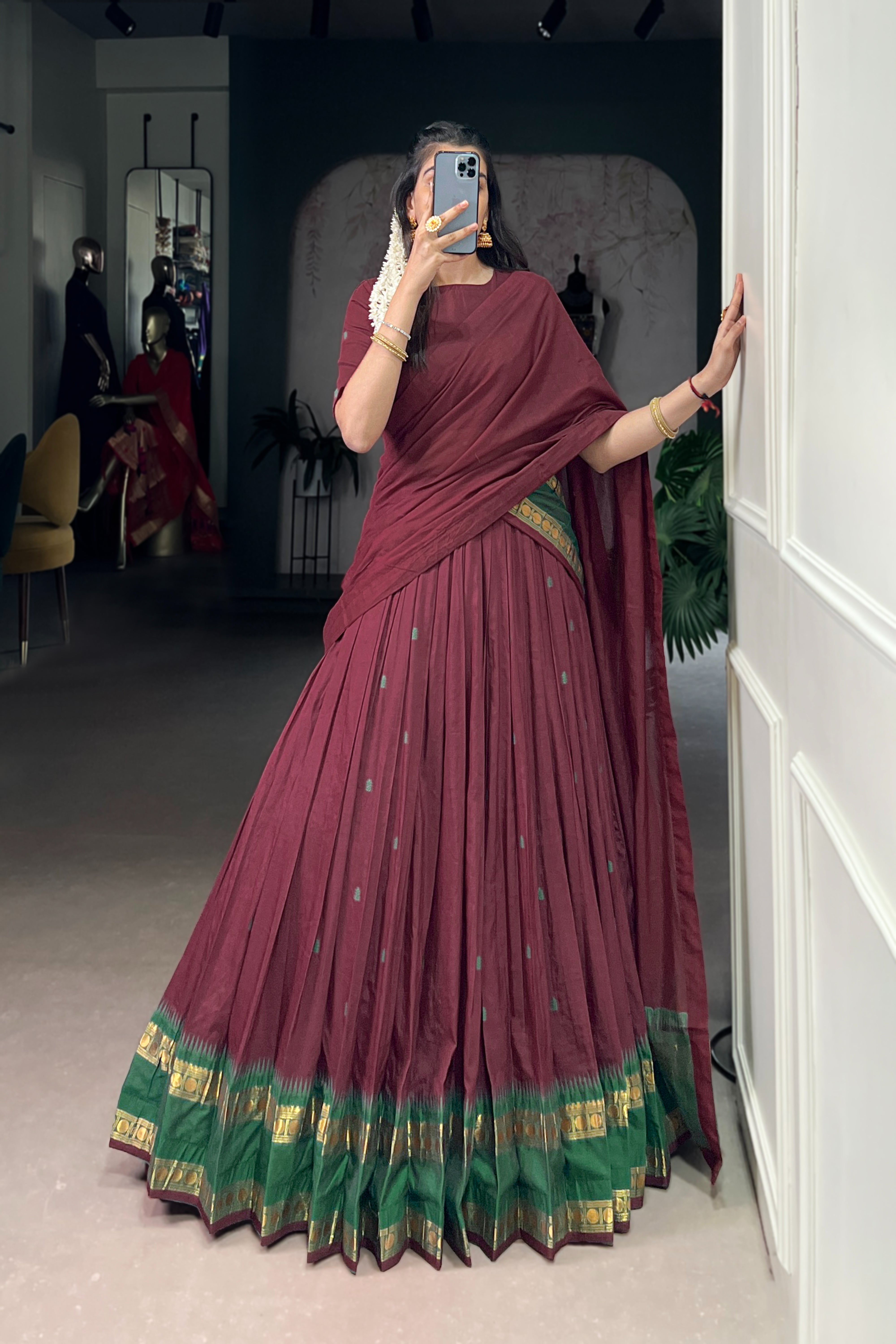 TILTON PURE CHANDERI ZARI WEAVING LEHENGA CHOLI WITH DUPATTA