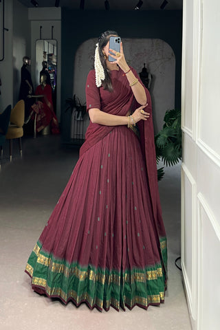 TILTON PURE CHANDERI ZARI WEAVING LEHENGA CHOLI WITH DUPATTA