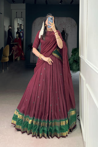 TILTON PURE CHANDERI ZARI WEAVING LEHENGA CHOLI WITH DUPATTA