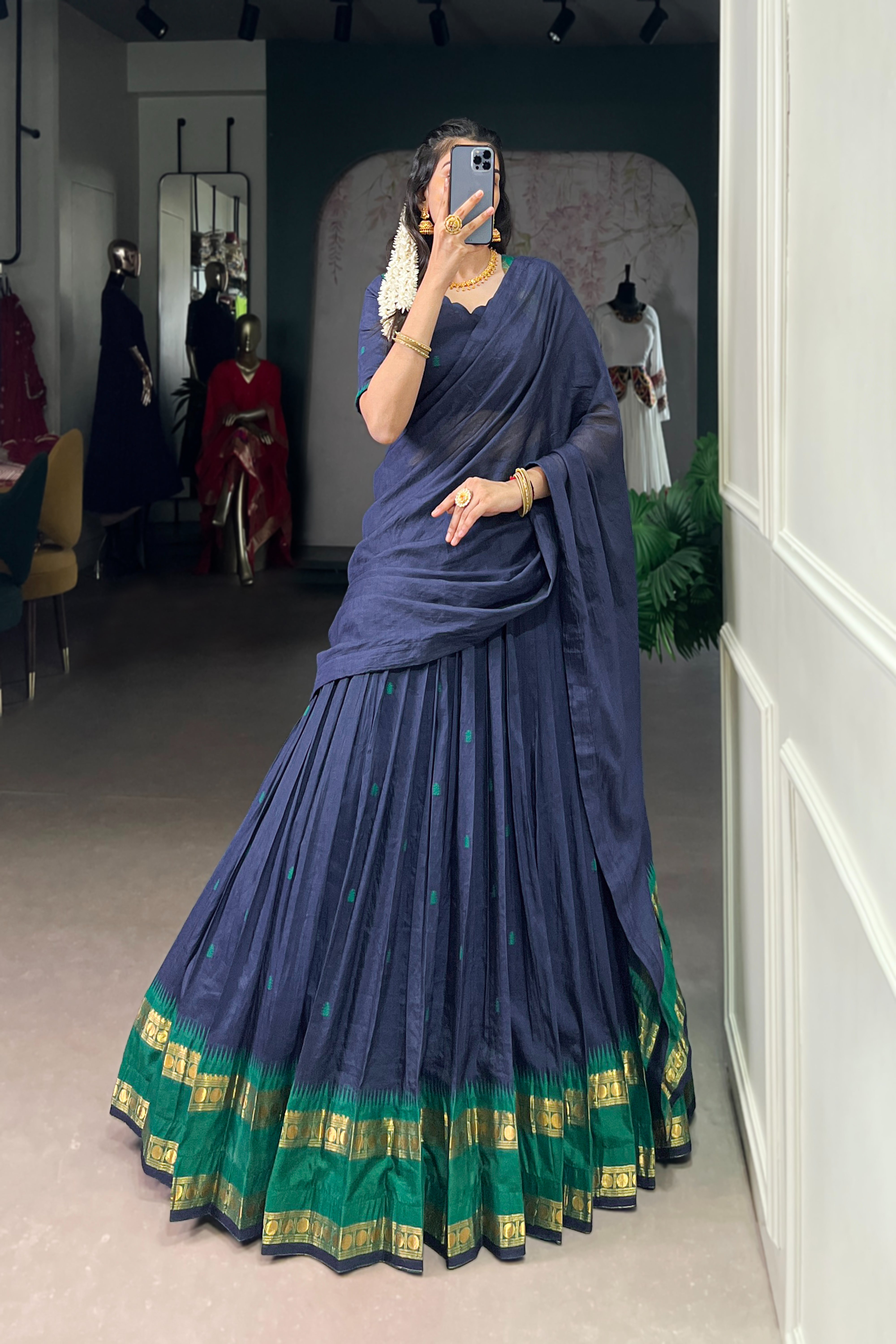 TILTON PURE CHANDERI ZARI WEAVING LEHENGA CHOLI WITH DUPATTA