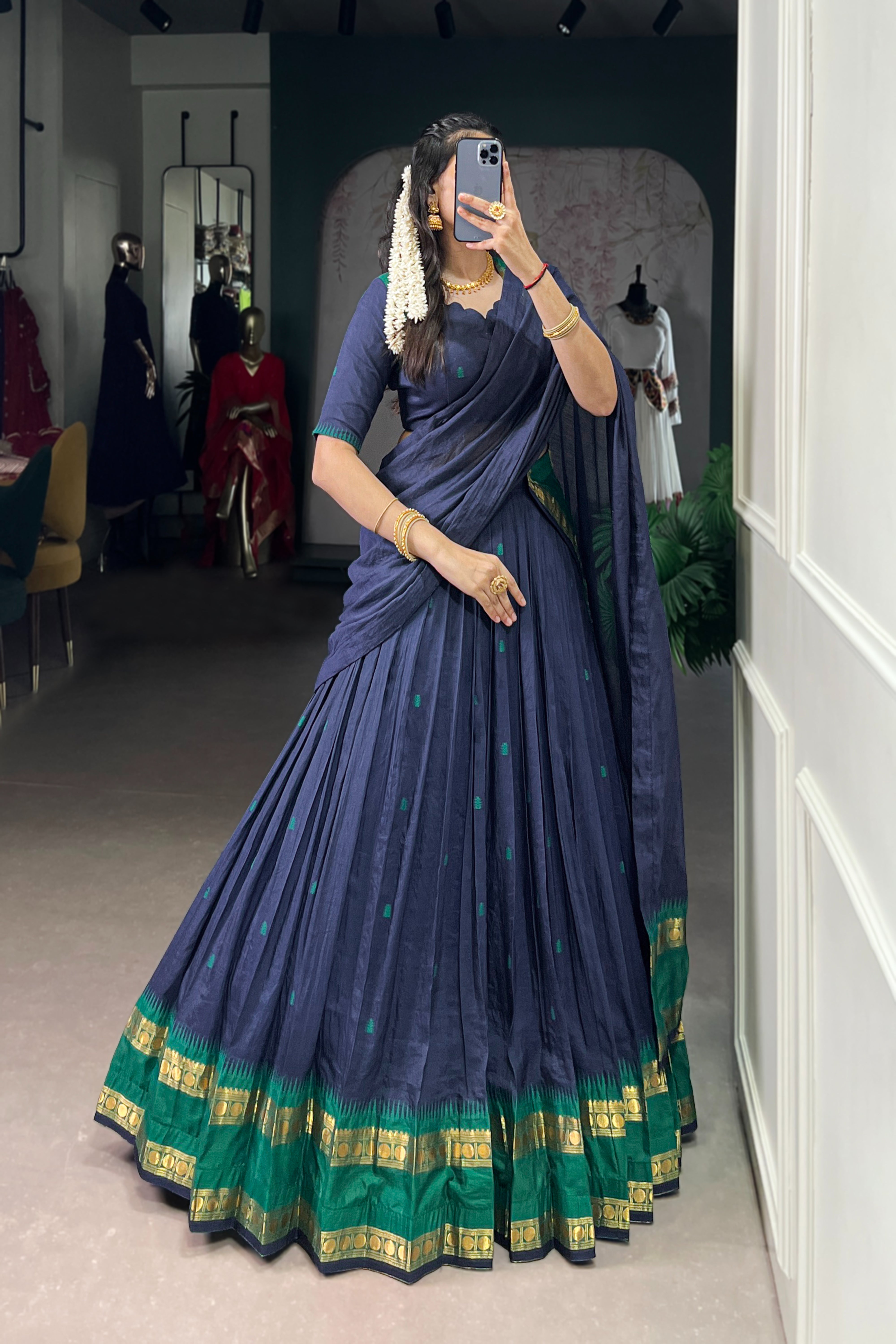 TILTON PURE CHANDERI ZARI WEAVING LEHENGA CHOLI WITH DUPATTA