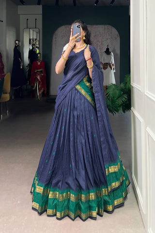 TILTON PURE CHANDERI ZARI WEAVING LEHENGA CHOLI WITH DUPATTA