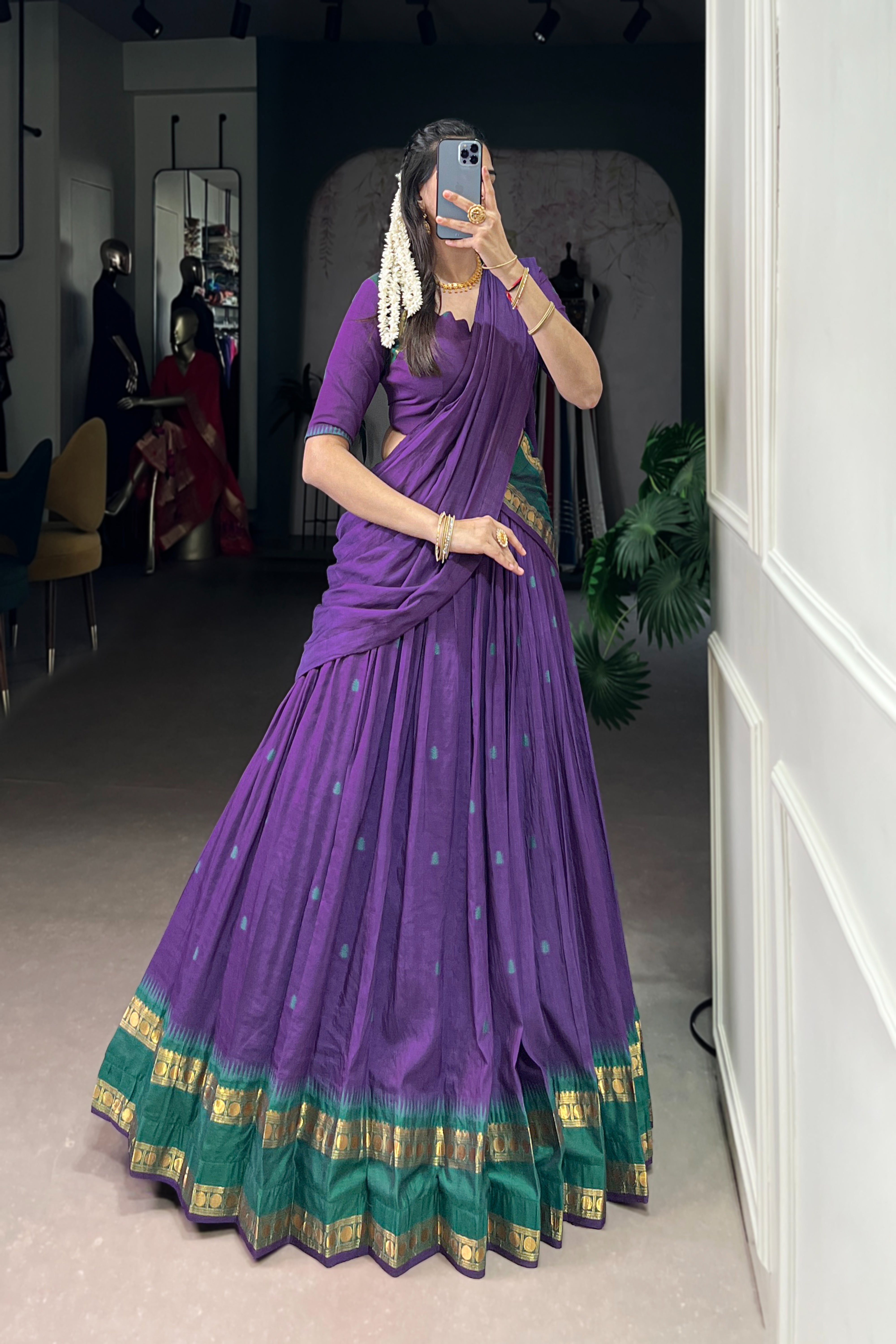 TILTON PURE CHANDERI ZARI WEAVING LEHENGA CHOLI WITH DUPATTA