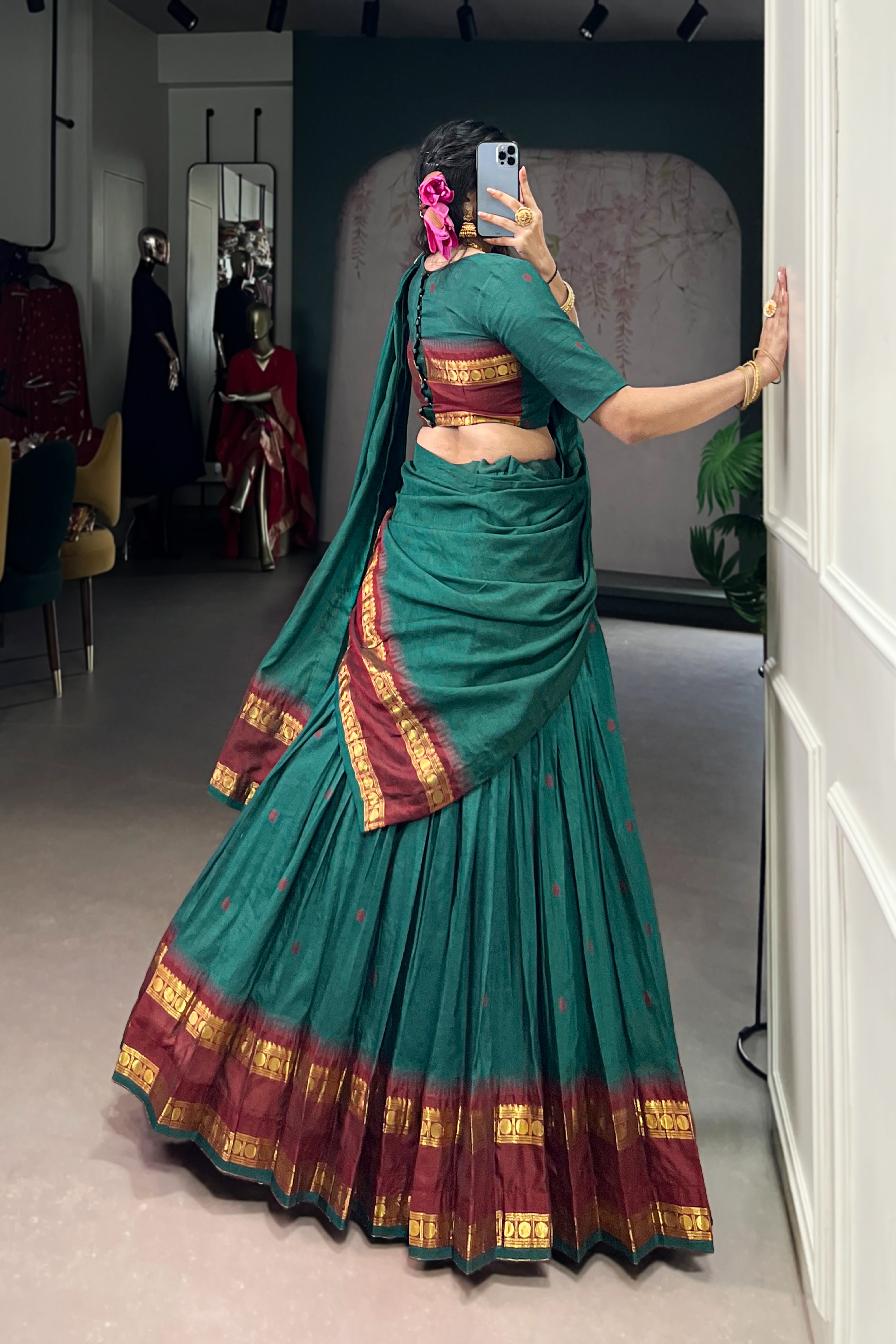 TILTON PURE CHANDERI ZARI WEAVING LEHENGA CHOLI WITH DUPATTA
