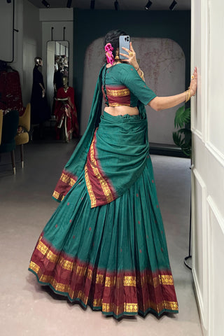 TILTON PURE CHANDERI ZARI WEAVING LEHENGA CHOLI WITH DUPATTA