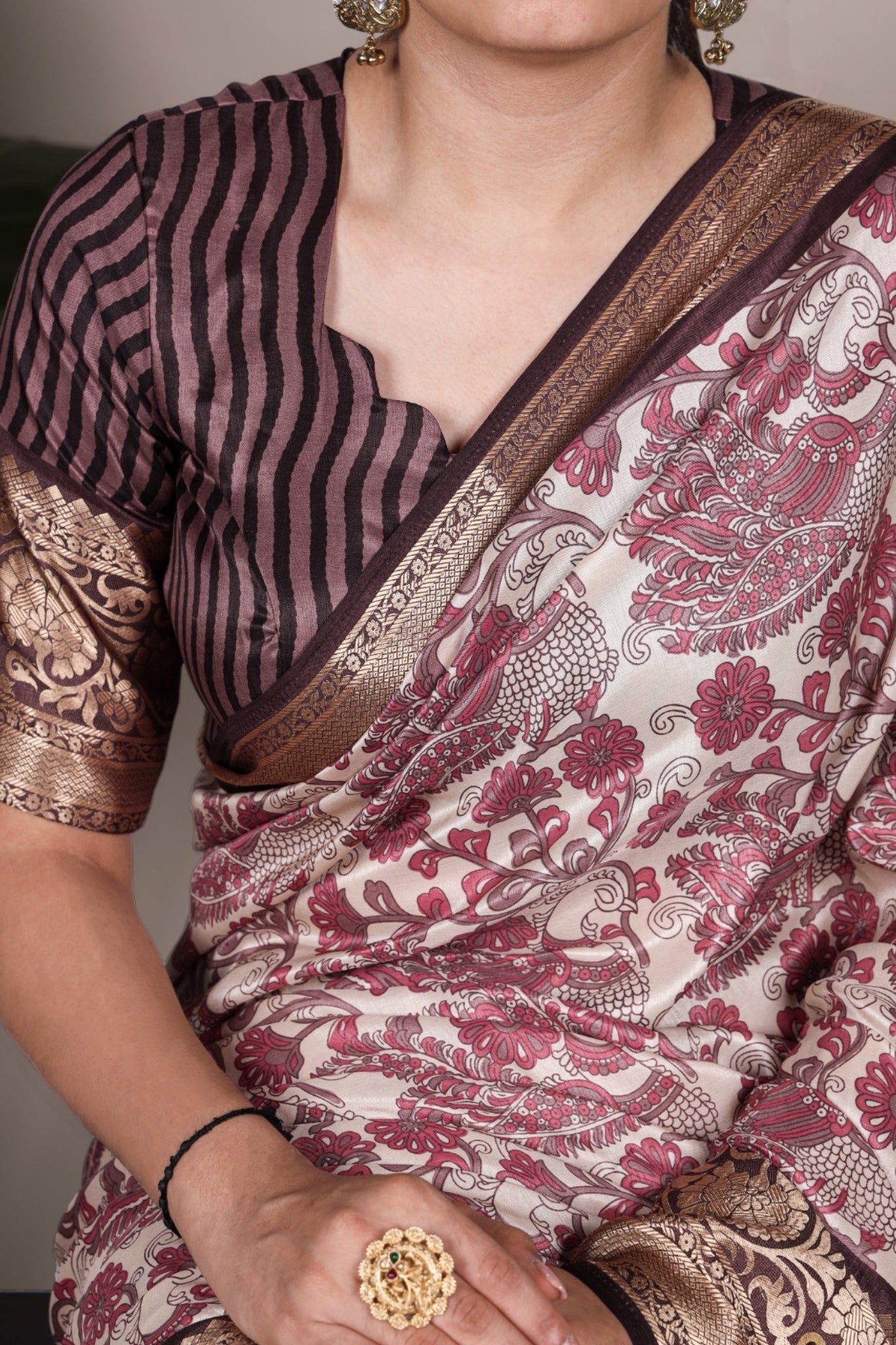 Tasar Silk Printed With Viscose Border Beautiful Saree