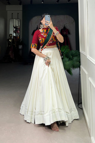 Plain With Gota Patti Kuchhi Work Navratri Lehenga Choli