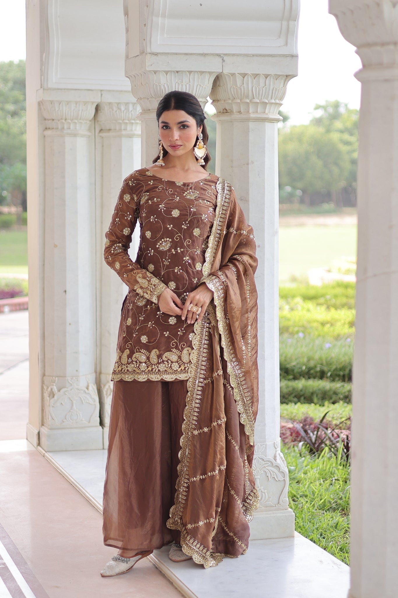Premium Fendy Sharara Set with Rich Sequins Zari Embroidery