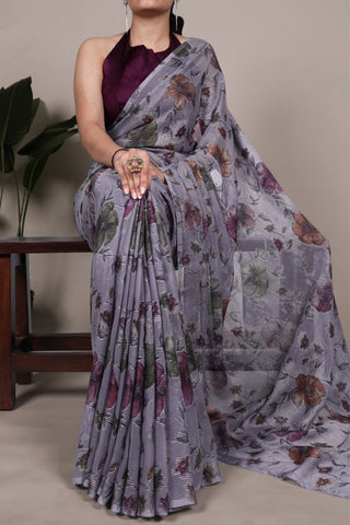 Floral Lurex Brasso Saree
