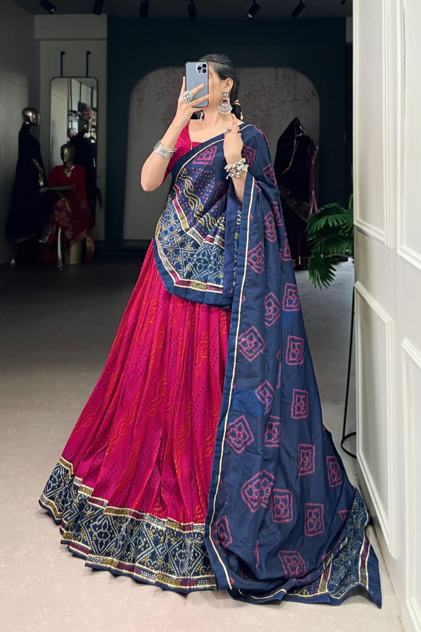 Glamorous Bandhej Print Lehenga Choli for Navratri And Weddings