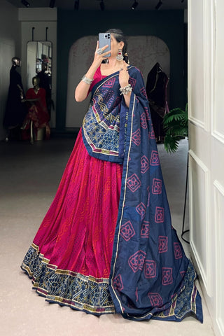 Glamorous Bandhej Print Lehenga Choli for Navratri And Weddings
