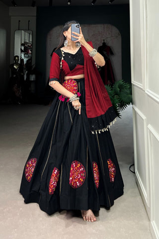 Gamthi Work Pure Cotton Navratri Lehenga Choli