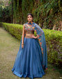 Ethereal Teal Chanda Silk Lehenga Set Crafted In The Spirit Of Modern Royalty