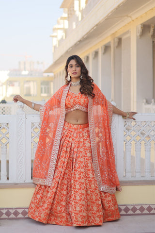 The Elegance of a Designer Viscose Jacquard Lehenga Choli Set